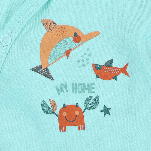 Body kopertowe z bawełny organicznej Morskie Zwierzątka Nini błękitny
