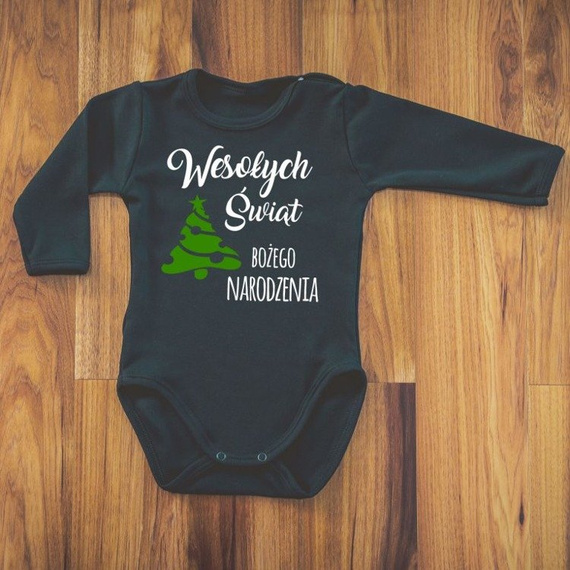 Body długi rękaw "Wesołych Świąt BOŻEGO NARODZENIA" Moocha biały