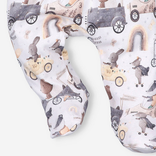 Półśpiochy z bawełny organicznej Cute Cars Nini druk 