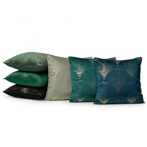 Poszewka dekoracyjna welwetowa Blink 21 liście Eurofirany ciemna mięta