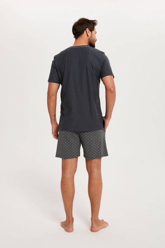 Piżama Męska krótki rękaw, spodenki Abel Italian Fashion - grafitowy/druk