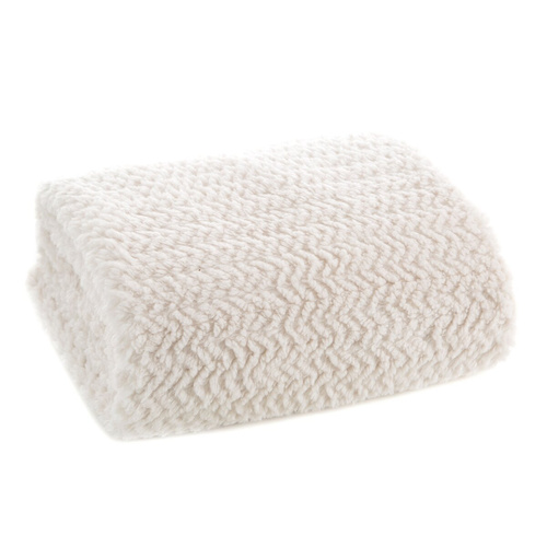 Koc narzuta z mikrofibry Laris Eurofirany kremowy