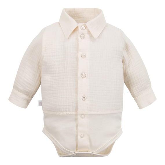 Body niemowlęce muślinowe Ceremony Eevi z kołnierzykiem –ecru | Premium cotton