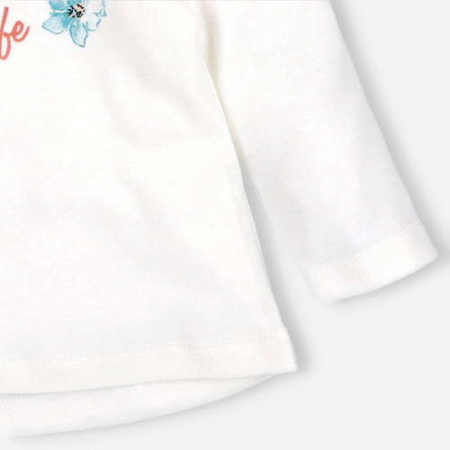 Bluzka z bawełny organicznej Flowers Nini ecru