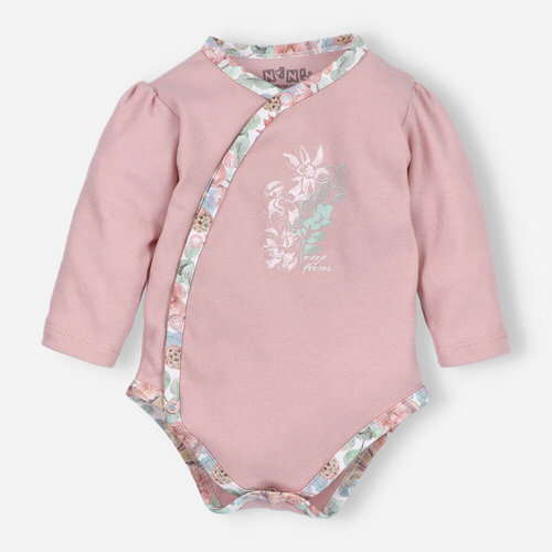 Body rozpinane z bawełny organicznej Magic Flowers Nini -różowe
