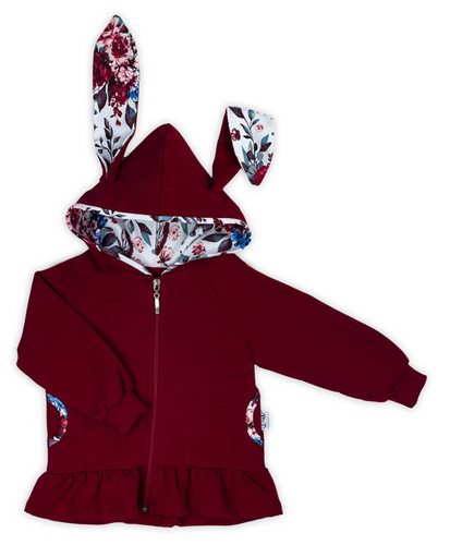 180275 Kate Bluza dresowa rozpinana z kapturem Nicol - bordo