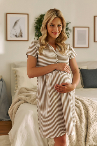 Koszula ciążowa i do karmienia 9928 Doctor Nap - stripes