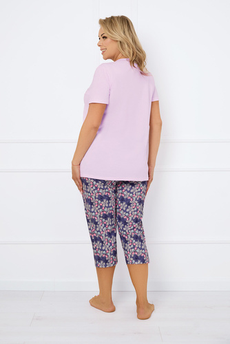 Piżama Damska i do karmienia krótki rękaw, 3/4 spodnie Carbonia Italian Fashion - różowy/druk 