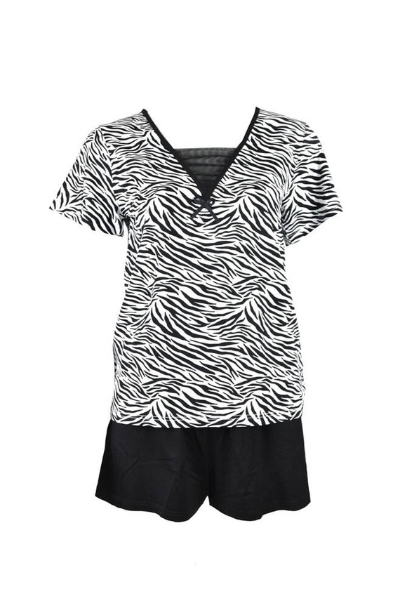 Piżama damska 47 Savannah Forex biały-czarny