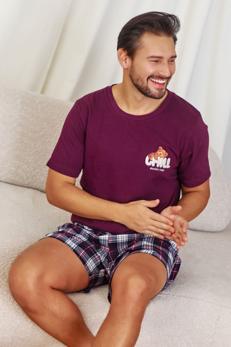 PMB.7201 Piżama Męska Doctor Nap - burgundy