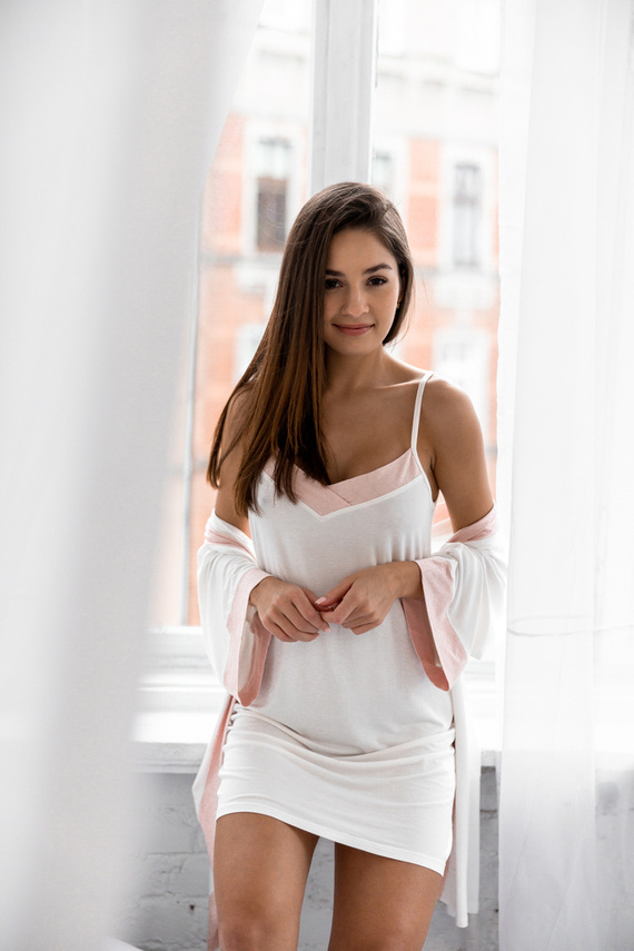 Szlafrok damski Nelli Sensis - ecru +