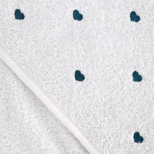 Niemowlęce okrycie kąpielowe Baby 58 Serca Eurofirany biały/niebieski 