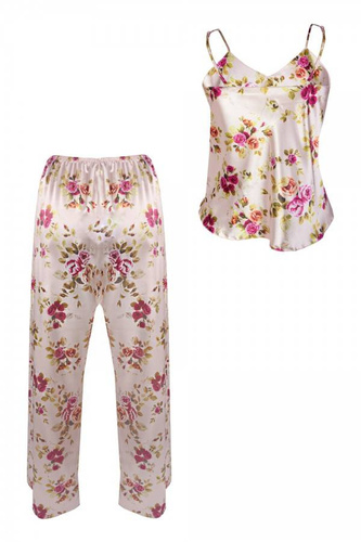 Piżama Damska Satynowa Flowers  DKaren - DK-KI 4 ecru