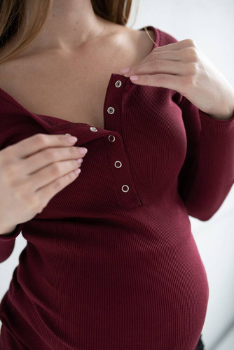 Bluzka ciążowa i do karmienia Tummy Milk&Love bordowy