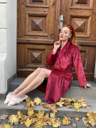 Długi Szlafrok damski 628 Abigail Forex - bordo