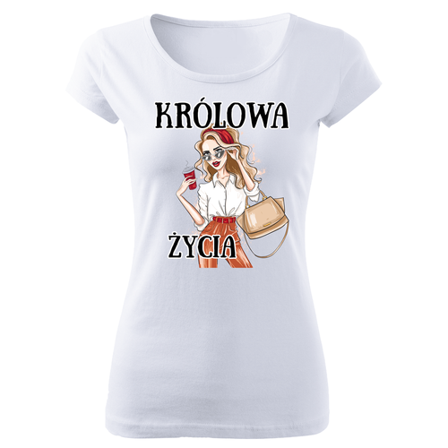 Koszulka damska "KRÓLOWA ŻYCIA"  Moocha biały