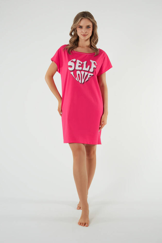 Koszula nocna z krótkim rękawem Selfie Italian Fashion - amarantowy