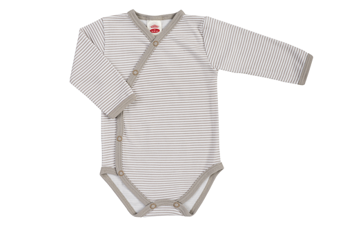 Body dzidziuś z długim rękawem "Strip Types" Makoma beżowy