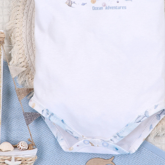 Body niemowlęce Sea Of Joy Nini biały– bawełna organiczna, krótki rękaw