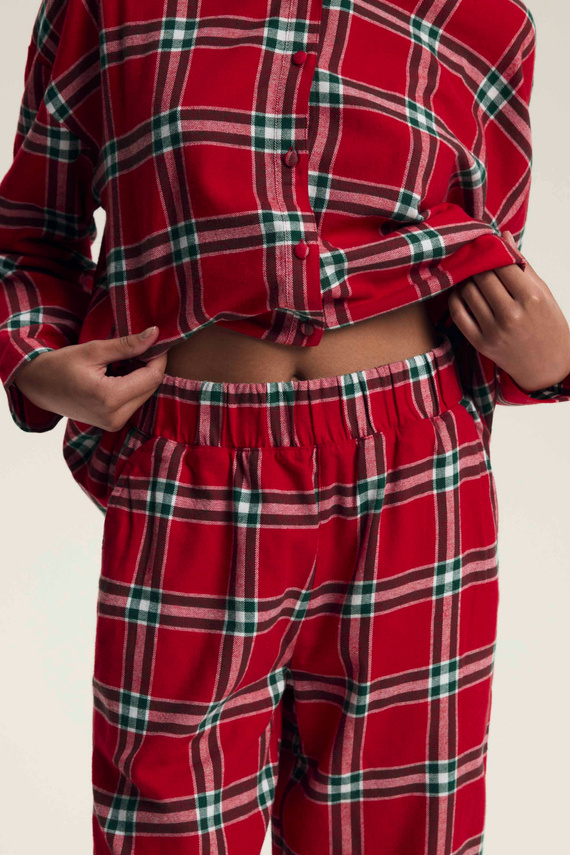 Henderson Dalisa 43716 – flanelowa piżama damska w czerwoną kratę, długa koszula