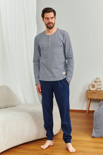 Doctor Nap 7353 – Męska piżama bawełniana | Długi rękaw, spodnie ze ściągaczami