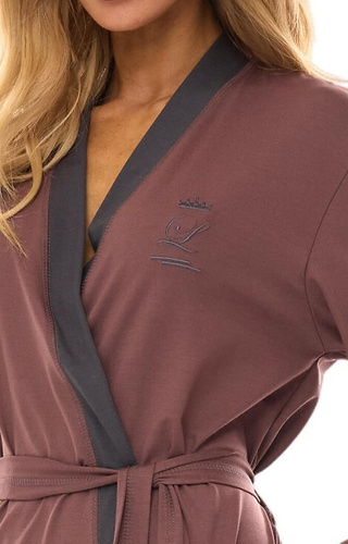 Długi Szlafrok Damski 2505 L&L śliwka 