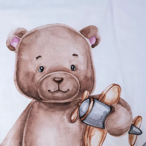 Pościel bawełniana do łóżeczka Miś księżyc Jerry Fabrics biały/szary