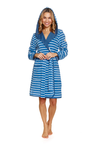 Miękki szlafrok damski Doctor Nap 7225 – wygoda i ciepło na każdy dzień - blue