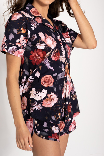 Piżama damska rozpinana Midnight Momenti Per Me navy