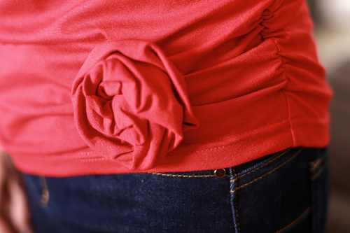 Bluzka Lily Mirale – kobieca z wiskozy, z ozdobą z materiału, krótki rękaw, polska jakość