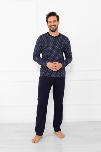 Italian Fashion Gerard – piżama męska bawełniana, długi rękaw i spodnie