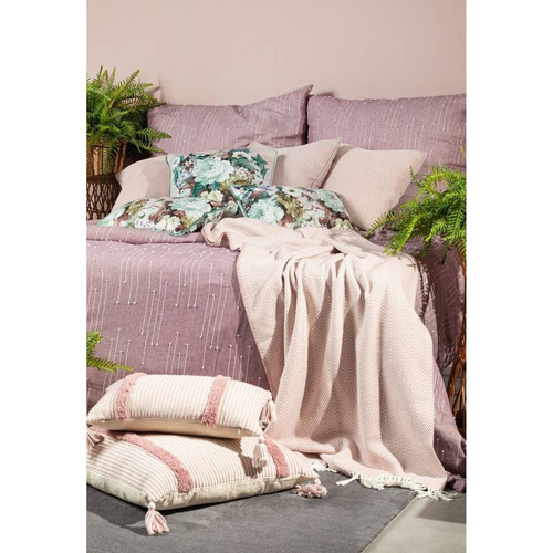 Pościel z bawełny z ozdobnymi przeszyciami Avinion 8 Eurofirany wrzosowy