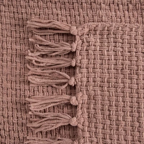 Koc tkany narzuta z frędzlami Suzi Eurofirany różowy