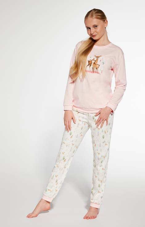 Piżama dziewczęca 977/164, 978/164 Fall Cornette - różowy