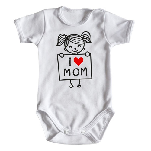 "I LOVE MOM" body krótki rękaw Moocha czarny