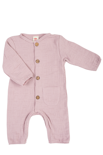 Pajac muślinowy "Bamboo Muslin Pink" Makoma