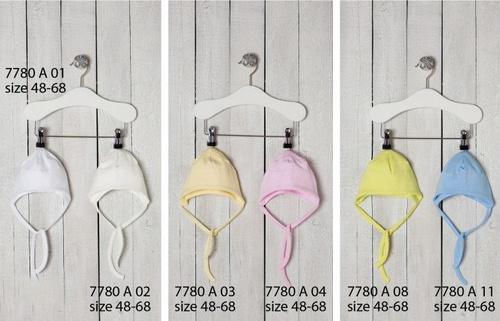 006  A 04 Czapeczka niemowlęca wiązana "Basic" Nicol - różowy