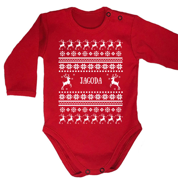 Body długi rękaw "ŚWIĄTECZNY SWETEREK z imieniem" Moocha czerwony