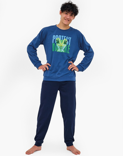Cornette Protect 999/55 – piżama młodzieżowa z bawełny, długi rękaw, modny nadruk