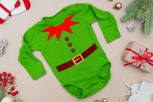 Body długi rękaw "Elfik na święta Boże Narodzenie" Moocha zielony