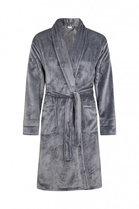 Szlafrok męski Super Dziadek ByShelly - grafitowy/srebrny