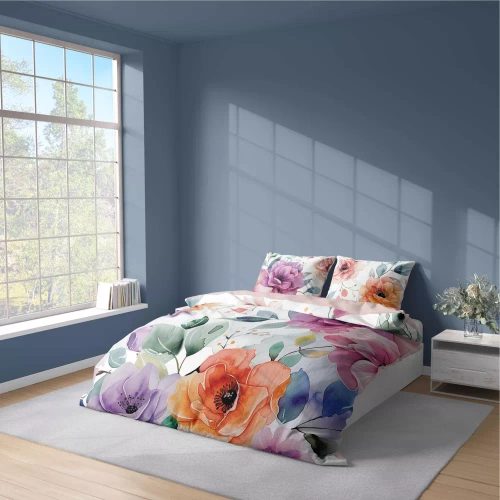 Pościel z mikrofibry kolorowa kwiaty 5309 A Detexpol różowy 