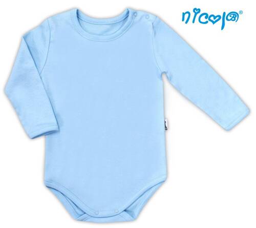 010 11 Body niemowlęce z długim rękawem "Basic" Nicol - niebieski