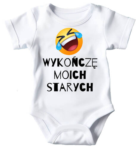 Body "Wykończę moich starych" krótki rękaw Moocha biały