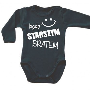 Body długi rękaw "Będę STARSZYM bratem v2" Moocha czarny