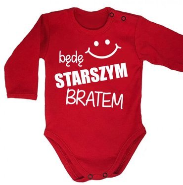 Body długi rękaw "Będę STARSZYM bratem v2" Moocha czerwony