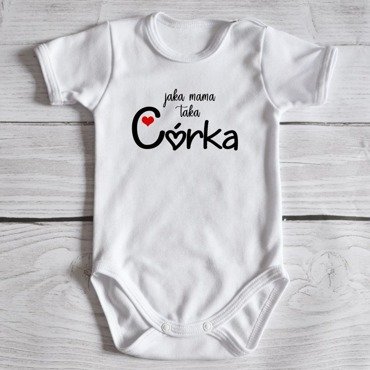 Body krótki rękaw "Jaka mama taka córka" Moocha białe