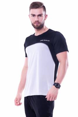 Dwukolorowy 86094 T-shirt męski Power Back sportowy James Bradley czarny-biały 