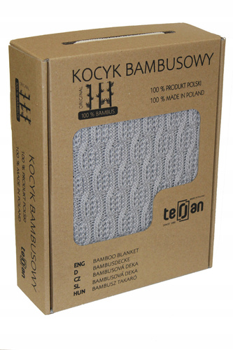 Kocyk bambusowy Squares Terjan - Steel Grey