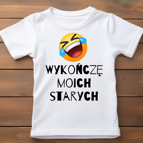 Koszulka dziecięca "Wykończę moich starych" Moocha biały 